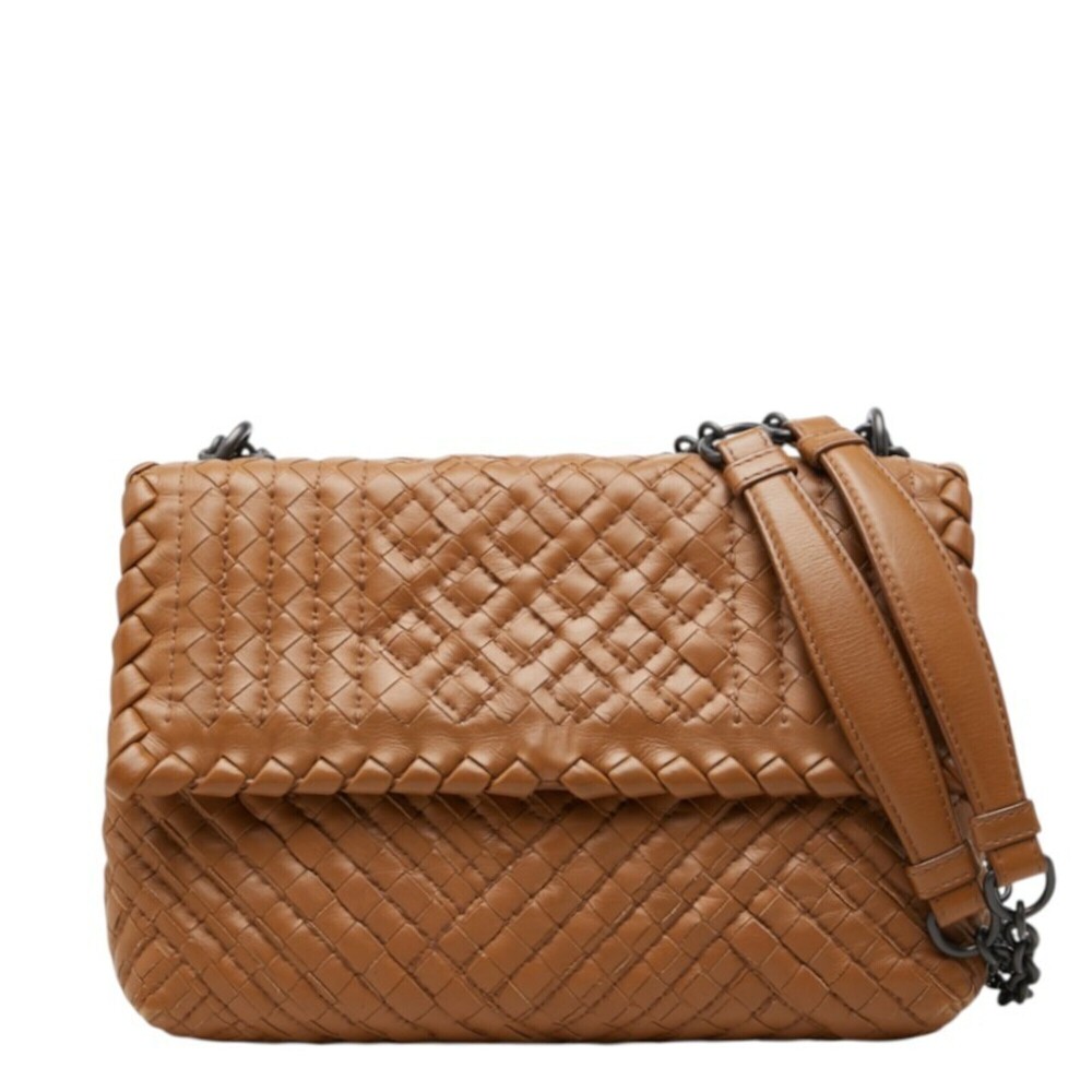 Bottega Veneta Intrecciato Olympia Small Chain Shoulder Bag, Brown Leather, W...